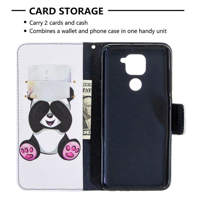 Capa De Couro Para Xiaomi Redmi Note 9 Panda Divertido