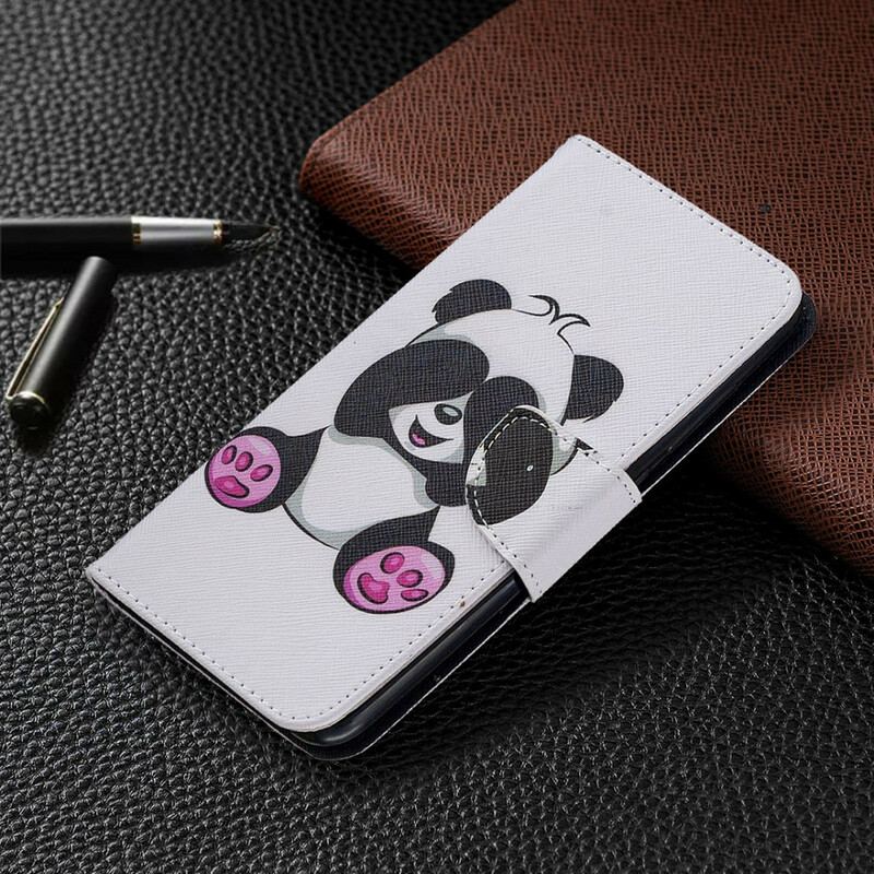 Capa De Couro Para Xiaomi Redmi Note 9 Panda Divertido