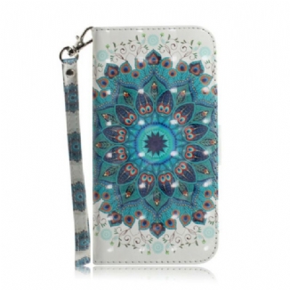 Capa Em Pele Para Xiaomi Redmi Note 9 De Cordão Mandala Magistral Com Alça