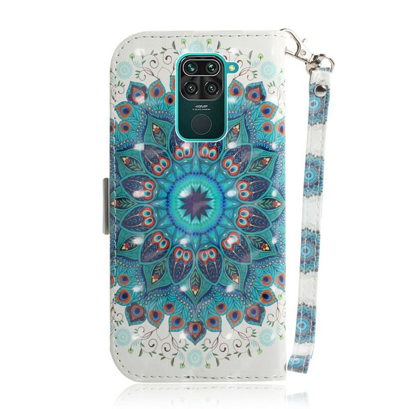 Capa Em Pele Para Xiaomi Redmi Note 9 De Cordão Mandala Magistral Com Alça