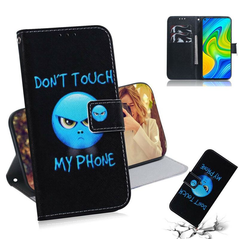 Capa Em Pele Para Xiaomi Redmi Note 9 Emoji Telefone