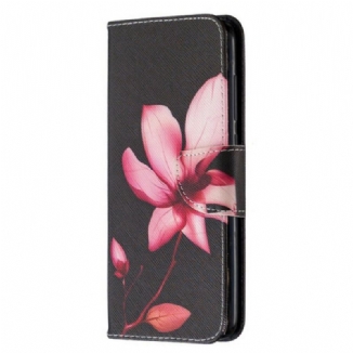 Capa Em Pele Para Xiaomi Redmi Note 9 Flor Rosa