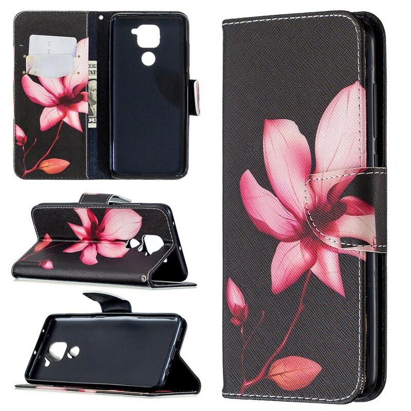 Capa Em Pele Para Xiaomi Redmi Note 9 Flor Rosa