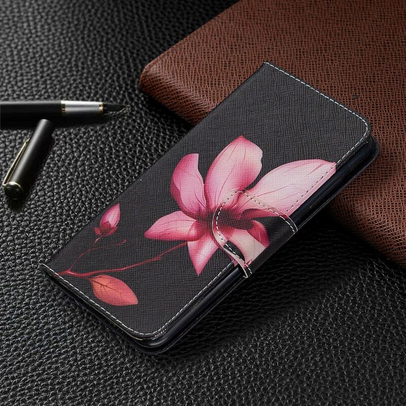 Capa Em Pele Para Xiaomi Redmi Note 9 Flor Rosa