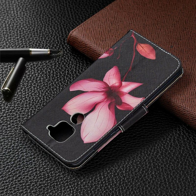 Capa Em Pele Para Xiaomi Redmi Note 9 Flor Rosa