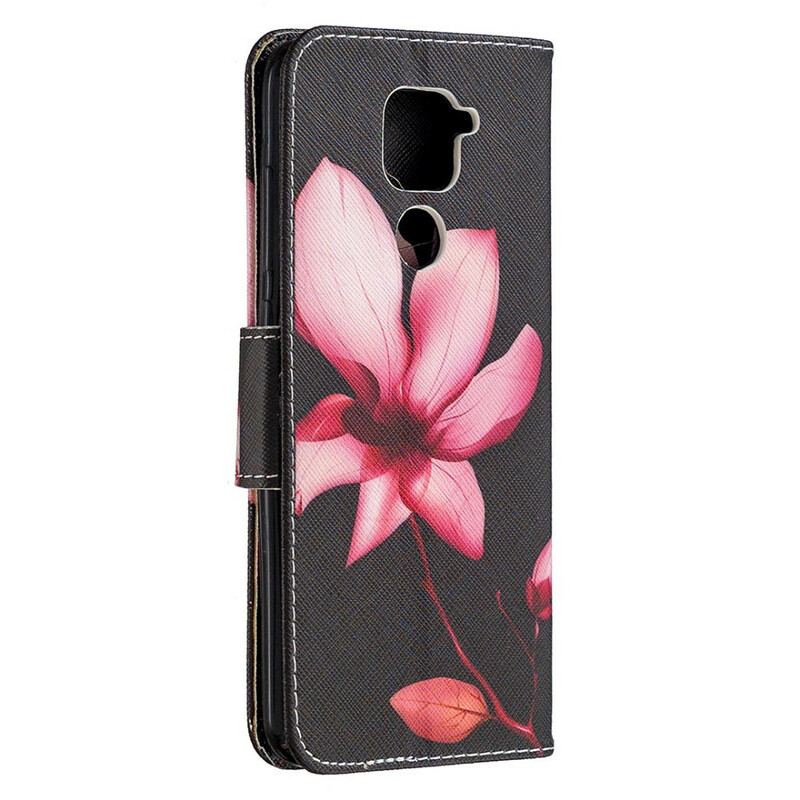 Capa Em Pele Para Xiaomi Redmi Note 9 Flor Rosa