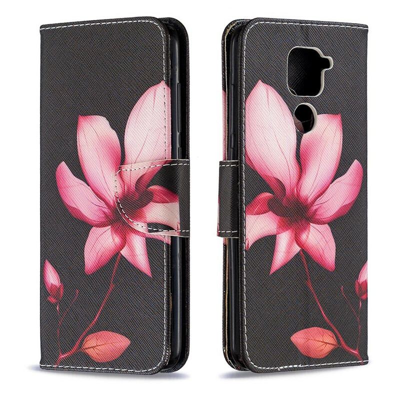 Capa Em Pele Para Xiaomi Redmi Note 9 Flor Rosa