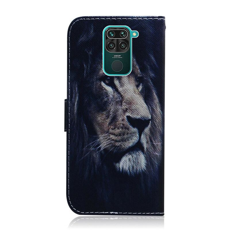 Capa Em Pele Para Xiaomi Redmi Note 9 Leão Sonhador