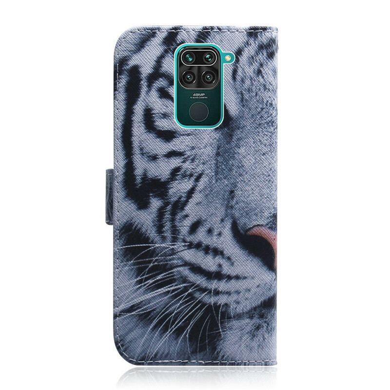 Capa Flip Para Xiaomi Redmi Note 9 Cara De Tigre