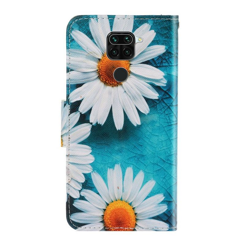 Capa Flip Para Xiaomi Redmi Note 9 De Cordão Fio Dental Margaridas