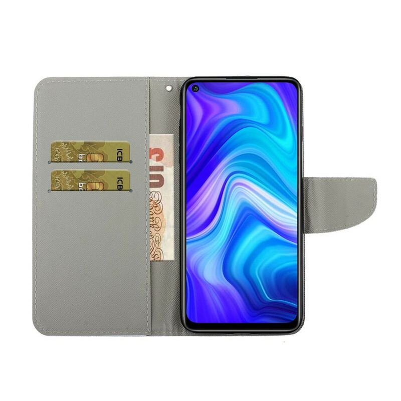 Capa Flip Para Xiaomi Redmi Note 9 De Cordão Fio Dental Margaridas