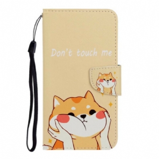 Capa Flip Para Xiaomi Redmi Note 9 De Cordão Gato Não Me Toque Com Alça