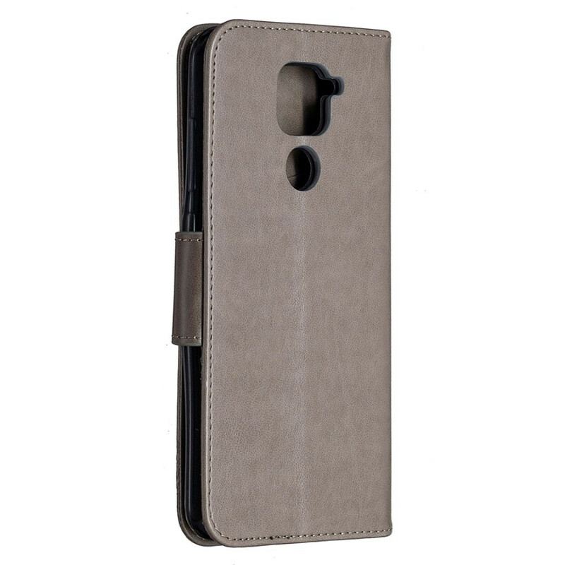 Capa Flip Para Xiaomi Redmi Note 9 De Couro Borboletas E Aba Oblíqua