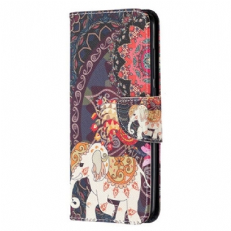 Capa Flip Para Xiaomi Redmi Note 9 Elefantes Indianos