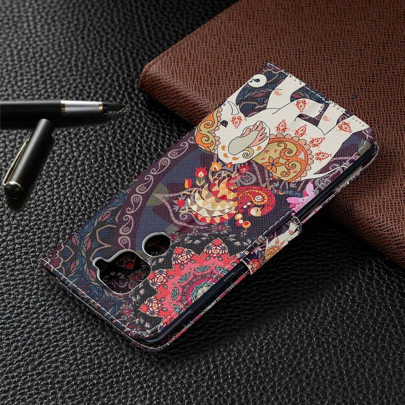 Capa Flip Para Xiaomi Redmi Note 9 Elefantes Indianos