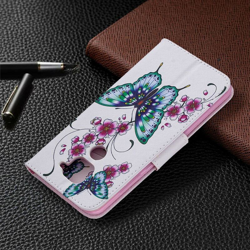 Capa Folio Para Xiaomi Redmi Note 9 Borboletas Maravilhosas