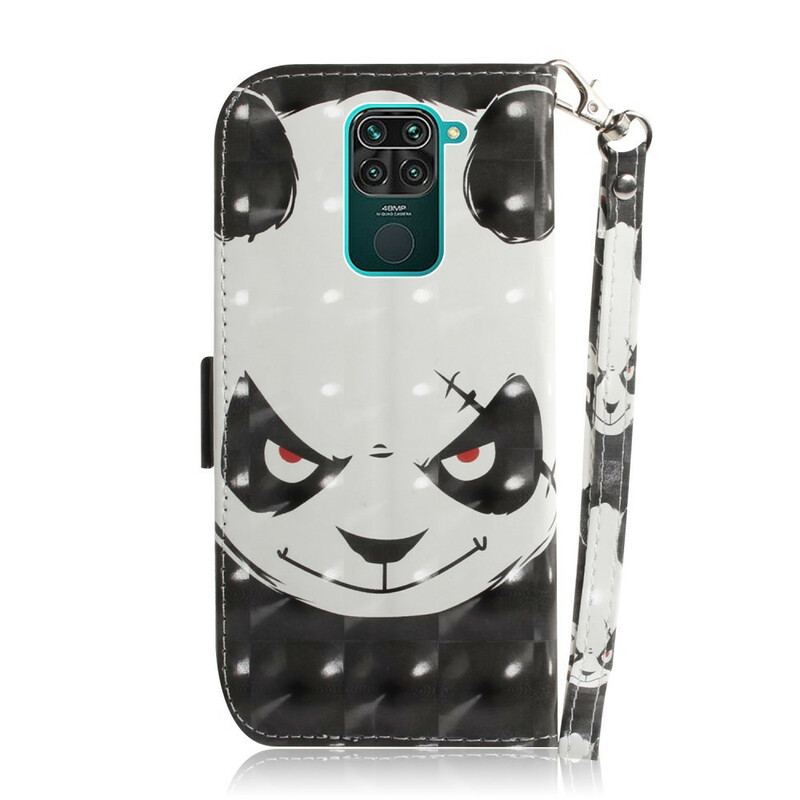 Capa Folio Para Xiaomi Redmi Note 9 De Cordão Panda Irritado Com Cordão