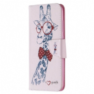 Capa Folio Para Xiaomi Redmi Note 9 Girafa Inteligente