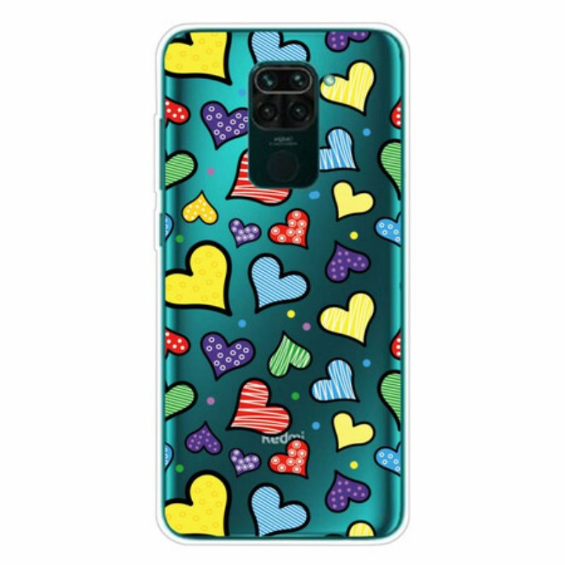 Capa Para Xiaomi Redmi Note 9 Corações Multicoloridos