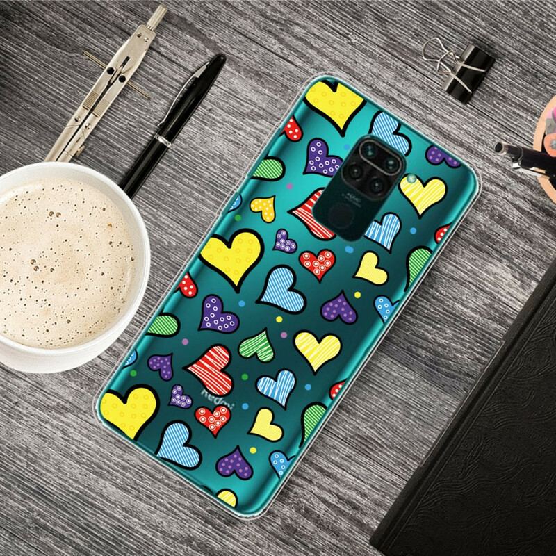 Capa Para Xiaomi Redmi Note 9 Corações Multicoloridos