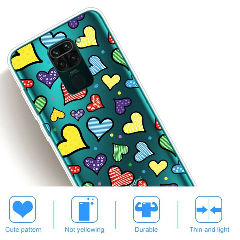 Capa Para Xiaomi Redmi Note 9 Corações Multicoloridos