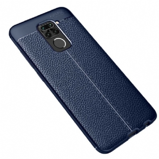 Capa Para Xiaomi Redmi Note 9 Linha Dupla Efeito Couro Litchi