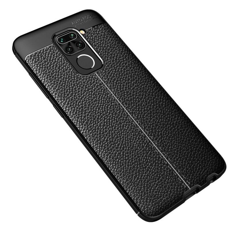 Capa Para Xiaomi Redmi Note 9 Linha Dupla Efeito Couro Litchi