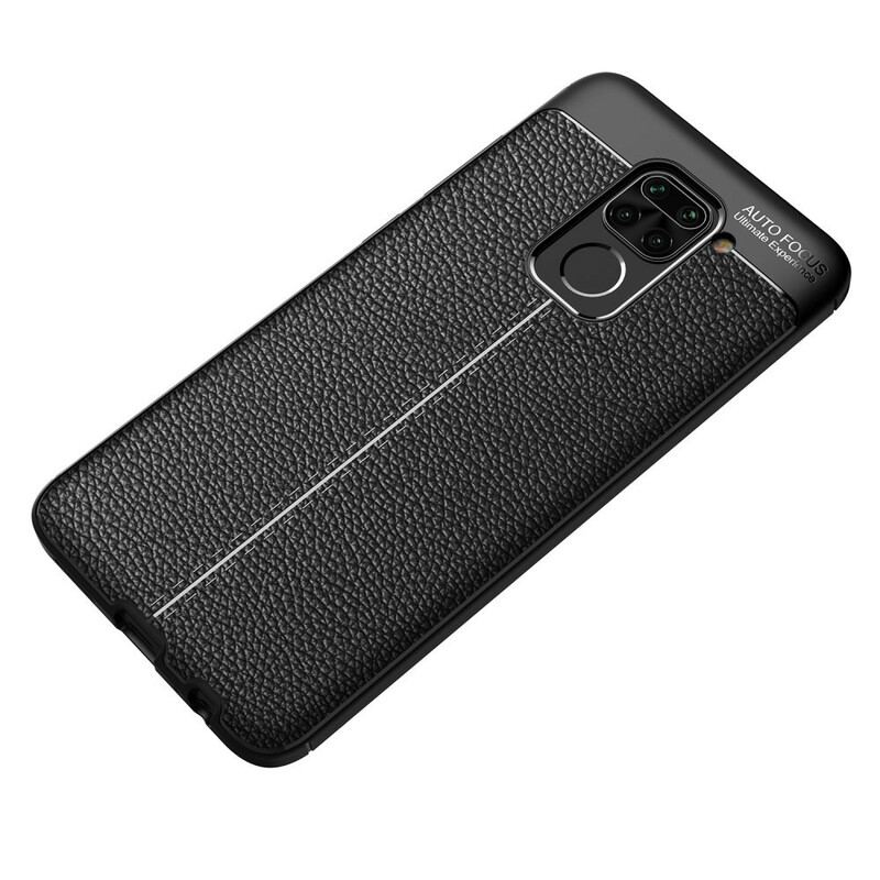 Capa Para Xiaomi Redmi Note 9 Linha Dupla Efeito Couro Litchi