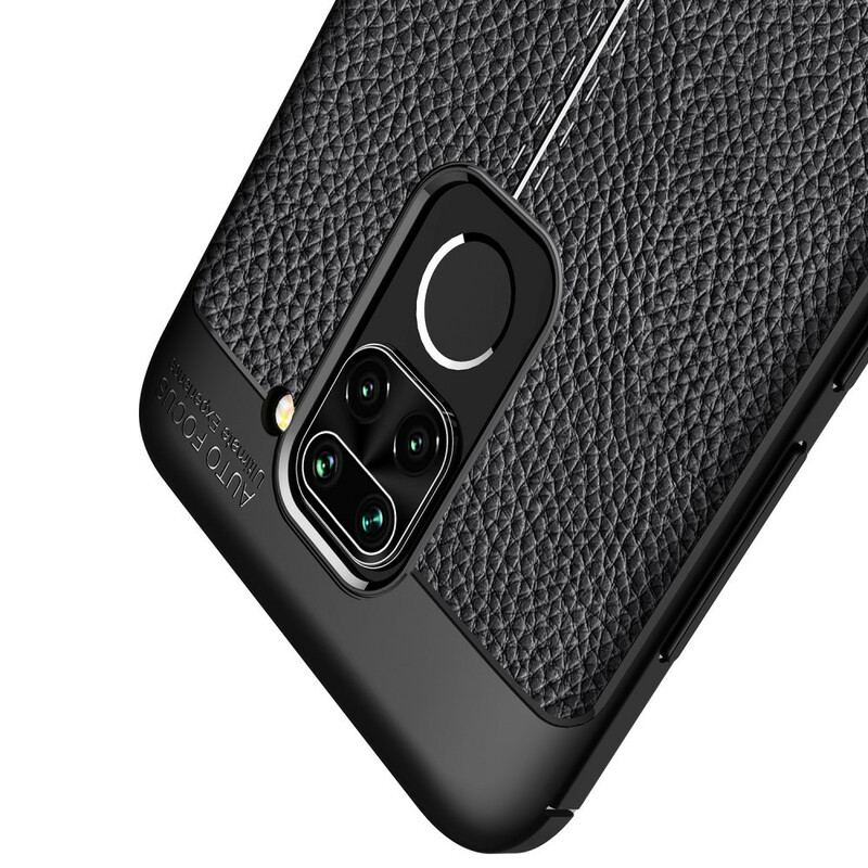 Capa Para Xiaomi Redmi Note 9 Linha Dupla Efeito Couro Litchi