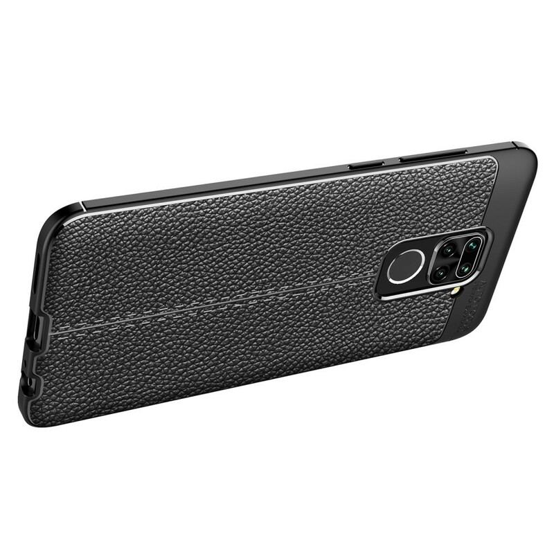 Capa Para Xiaomi Redmi Note 9 Linha Dupla Efeito Couro Litchi