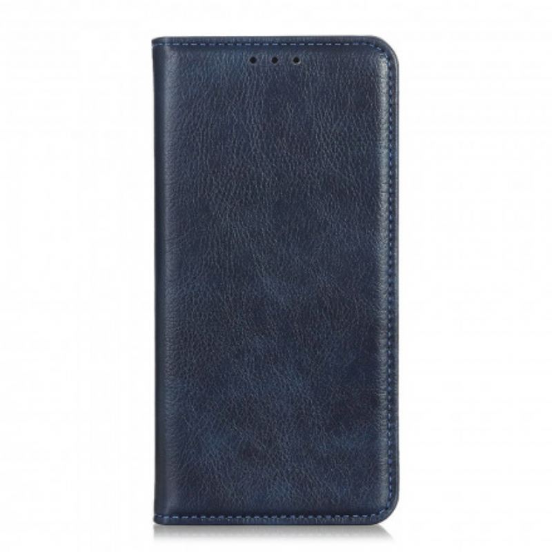 Capa De Celular Para Poco F3 Flip Couro De Lichia Rachado Premium