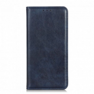 Capa De Celular Para Poco F3 Flip Couro De Lichia Rachado Premium