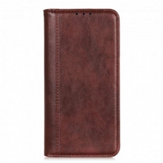 Capa De Celular Para Poco F3 Flip Couro Litchi Elegance Dividido