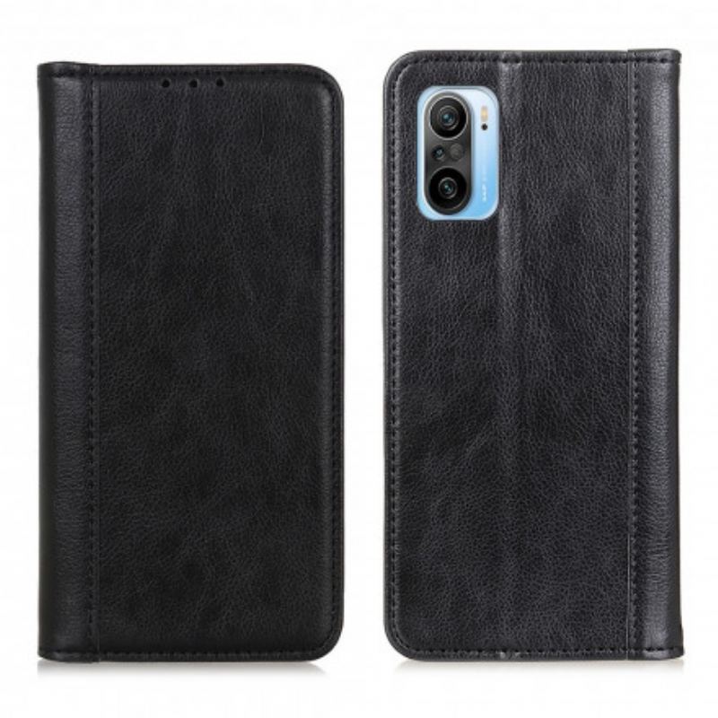 Capa De Celular Para Poco F3 Flip Couro Litchi Elegance Dividido