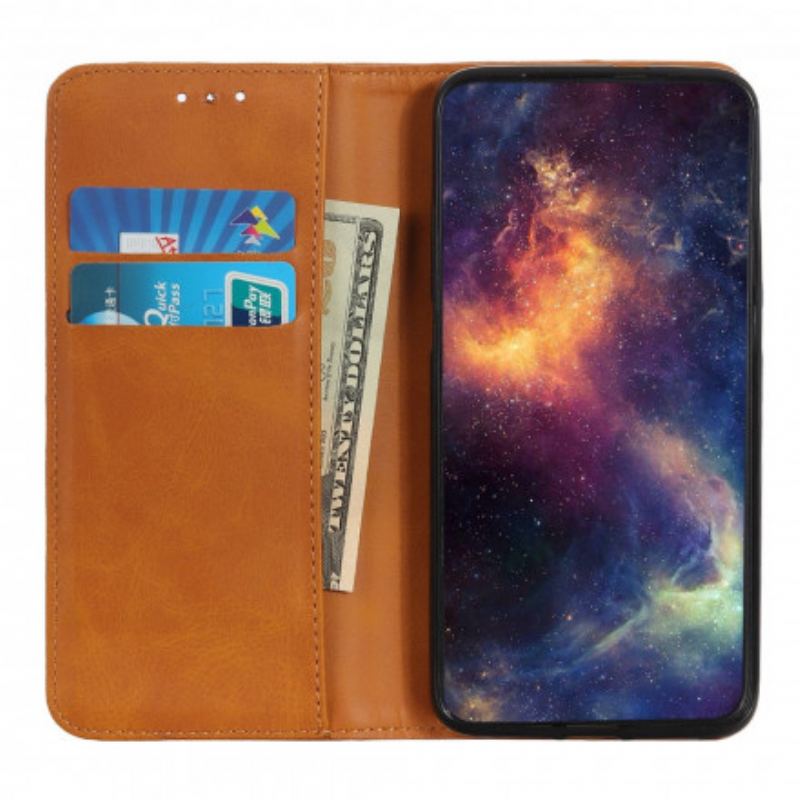 Capa De Celular Para Poco F3 Flip Couro Rachado Elegância