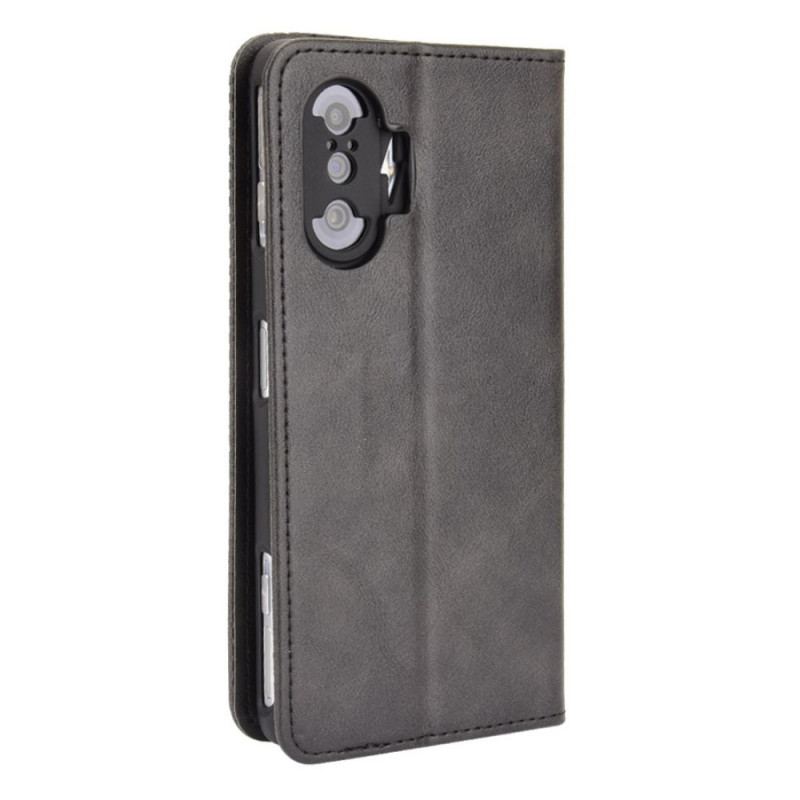 Capa De Celular Para Poco F3 Flip Efeito Couro Vintage Estilizado