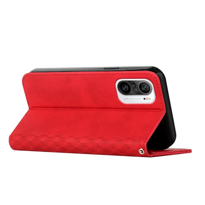 Capa De Celular Para Poco F3 Flip Efeito Geocouro