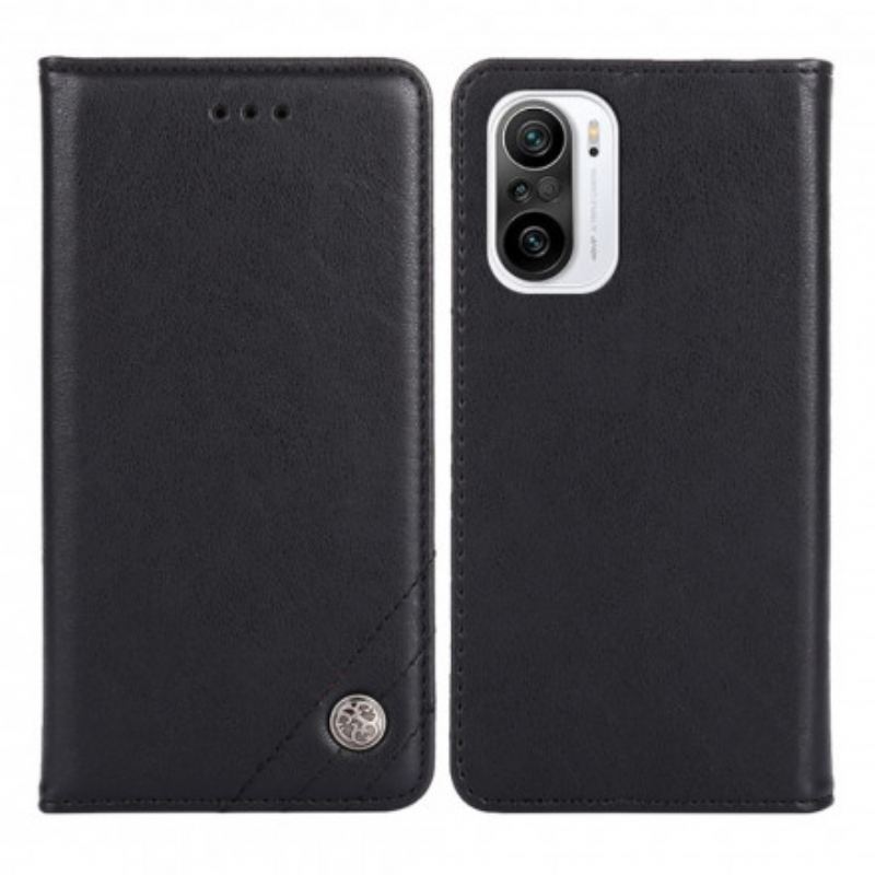 Capa De Celular Para Poco F3 Flip Estilo Rebite De Couro