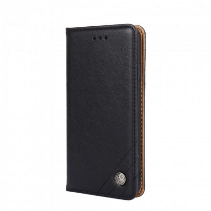 Capa De Celular Para Poco F3 Flip Estilo Rebite De Couro