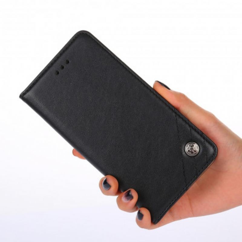 Capa De Celular Para Poco F3 Flip Estilo Rebite De Couro