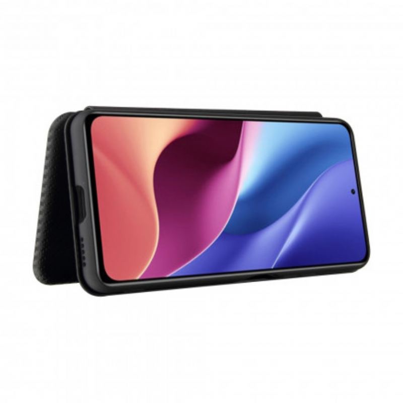 Capa De Celular Para Poco F3 Flip Fibra De Carbono Com Anel De Suporte