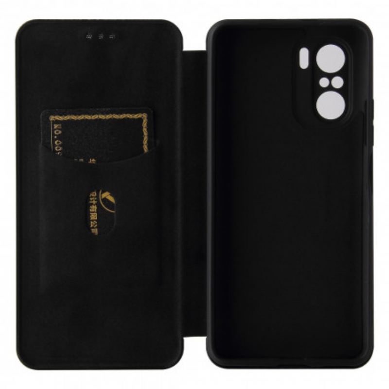 Capa De Celular Para Poco F3 Flip Fibra De Carbono Com Anel De Suporte