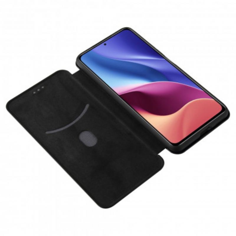 Capa De Celular Para Poco F3 Flip Fibra De Carbono Com Anel De Suporte