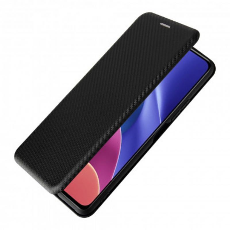 Capa De Celular Para Poco F3 Flip Fibra De Carbono Com Anel De Suporte