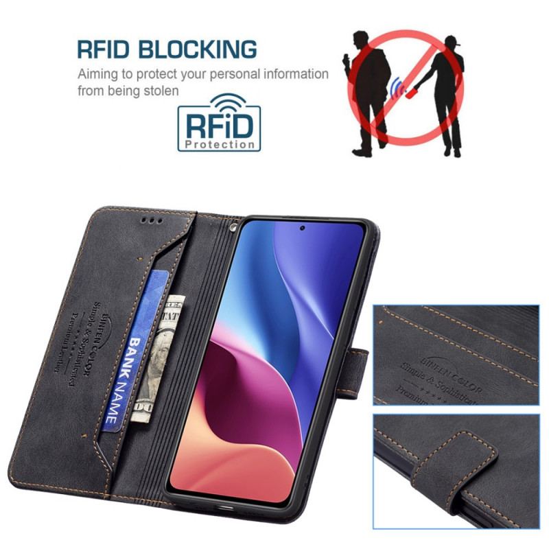 Capa De Couro Para Poco F3 Rfid Binfen Cor