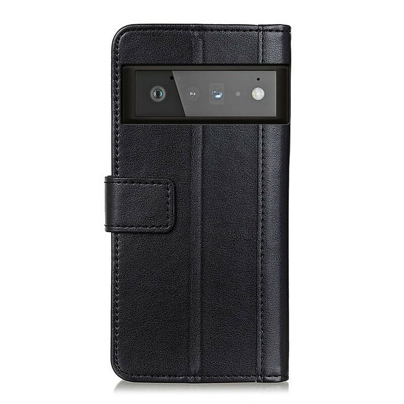 Capa De Celular Para Google Pixel 6 Pro Flip Clássico Couro De Lichia Rachado