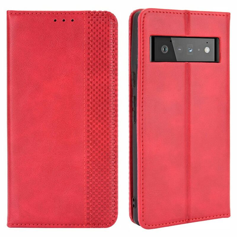 Capa De Celular Para Google Pixel 6 Pro Flip Efeito Couro Vintage Estilizado