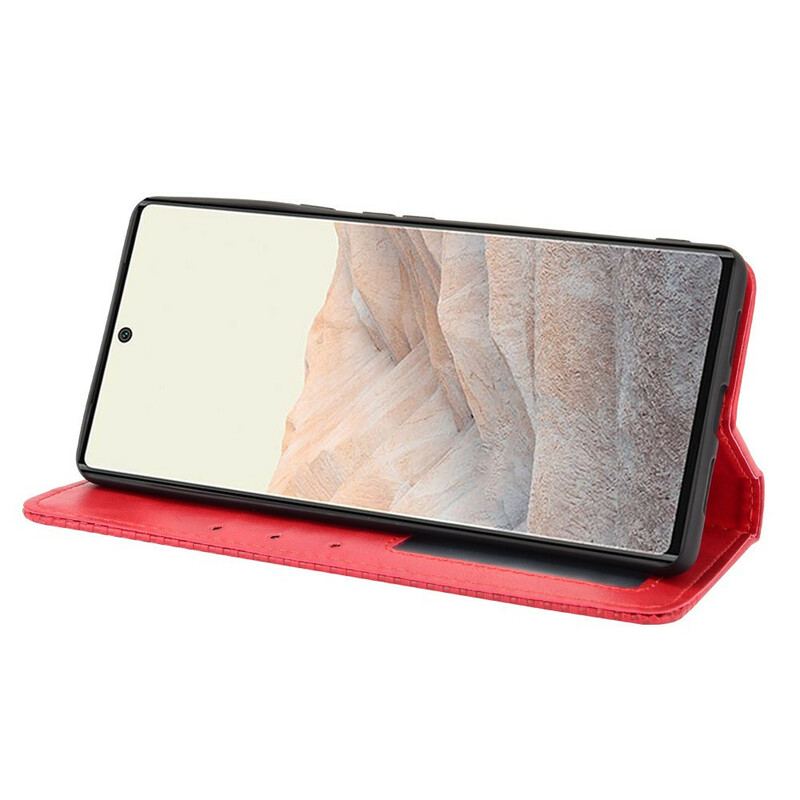 Capa De Celular Para Google Pixel 6 Pro Flip Efeito Couro Vintage Estilizado