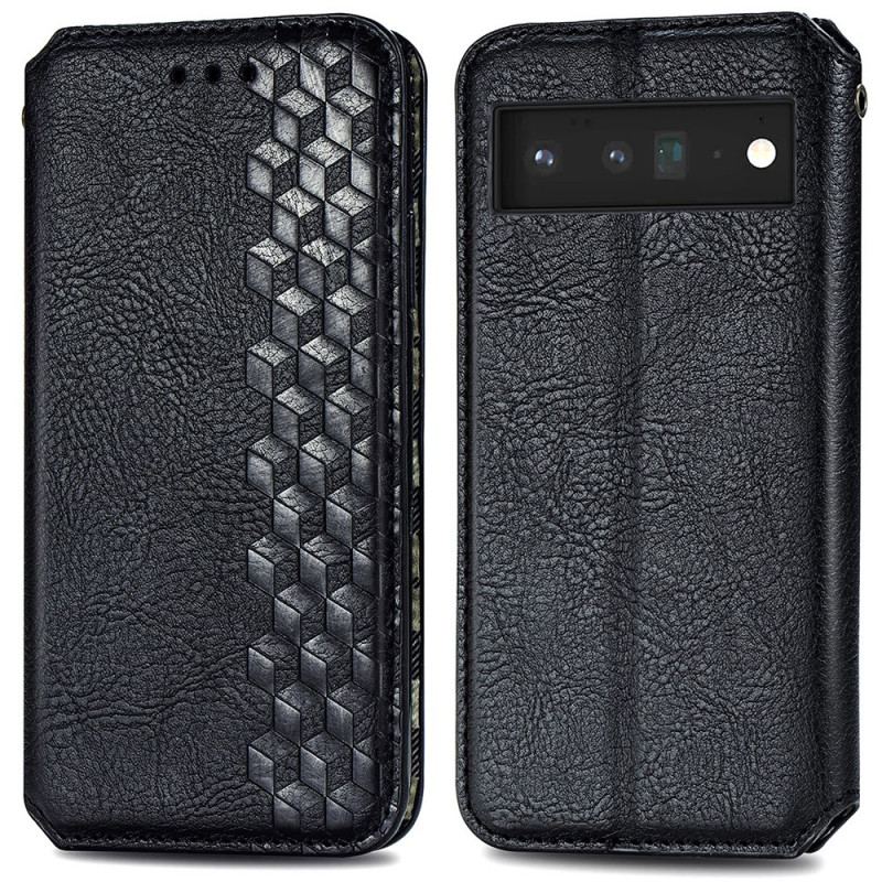 Capa De Celular Para Google Pixel 6 Pro Flip Textura Diamante Efeito Couro