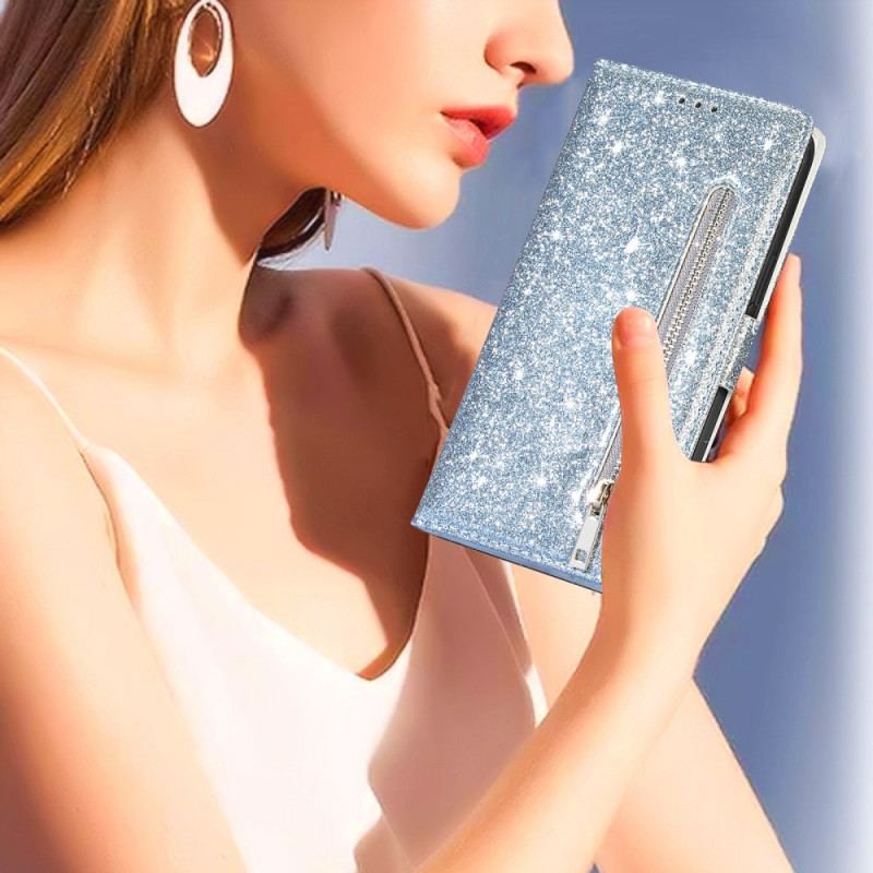 Capa De Couro Para Google Pixel 6 Pro Bolsa De Moedas Glitter